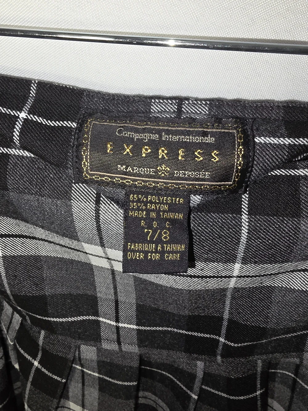 Express Gray Plaid Pleated Skater Skirt - Picture 4 of 4